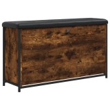 Banca pantofi cu sertar rabatabil, stejar fumuriu, 102x32x56 cm