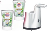 Set Dispenser Sapun Sagrotan + 2 Rezerve Sapun Aloe 250 ml - compatibil cu Dettol