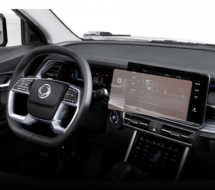 Folie Protectie Navigatie Ssangyong Torres 2024+, Duragon, protectie Display Navigatie Ssangyong, silicon Transparent, Anti-zgarieturi, kit instalare