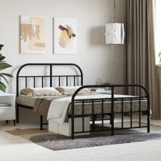 Gossi cadru pat metalic cu tablie de cap/picioare, negru, 120x190 cm