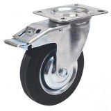 Roata pivotanta cu frana Renost 100 mm, cauciuc negru