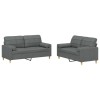 Set de canapele cu perne, 2 piese, gri inchis, material textil