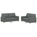 Set de canapele cu perne, 2 piese, gri inchis, material textil