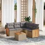 vidaXL Set canapele de grădină cu perne, 6 piese, bej, poliratan 3227648