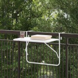 Masă Suspendată pentru Balcon Alb 60 x 39 x 65 cm Oțel