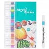 Set 80 markere acrilice, pentru hartie, sticla, piatra, lemn, panza, textile, uscare rapida, multicolor, Dactylion
