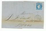 France 1873 Cover + Content AMBULANT PERIGUEUX LOSANGE PP to PARIS D.724
