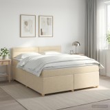 Cumpara ieftin Pat boxspring cu saltea cu headboard Crem 160 x 200 cm Tesatura