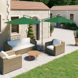 vidaXL Umbrelă de soare dublă, st&acirc;lp din oțel, verde, 600 cm