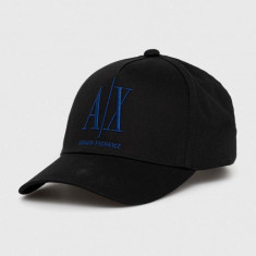 Armani Exchange șapcă de baseball din bumbac culoarea negru, cu imprimeu