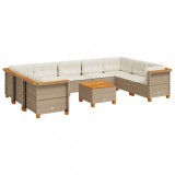 Cumpara ieftin Set canapele de gradina cu perne, 10 piese, bej, poliratan