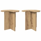 vidaXL Masă laterală cu depozitare 2 pcs Stejar Artizanal &Oslash; 39 x 38 cm 8001096