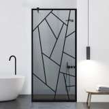 Paravan dus walk-in Aqua Roy Black, model Atlas negru, sticla 8 mm gri, securizata, anticalcar, 90x195 cm
