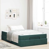 Cumpara ieftin Cadru de pat cu saltea 2 buc. Verde Catifea
