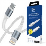 Cablu Date si Incarcare USB-C - Lightning 3MK Hyper N, 27W, 1m, Alb