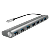 Cumpara ieftin HUB extern LOGILINK conectare prin USB 3.1 Type C cablu 0.1 m argintiu UA0310