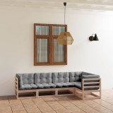vidaXL Set mobilier de grădină, 5 piese, cu perne, lemn masiv de pin 3076604