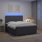 Cumpara ieftin Pat boxspring cu saltea Gri inchis 160 x 200 cm Tesatura