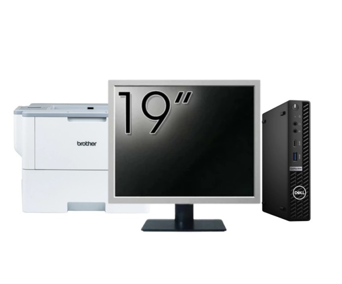 Pachet Calculator Second Hand DELL OptiPlex 5090 Mini PC, Intel Core i5-10500T 2.30 - 3.80GHz, 8GB DDR4, 256GB SSD + Monitor 19&amp;quot; + Imprimanta Bro