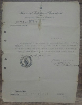 Document numire Comisar al Guvernului/ Ministerul Industriei, Cernauti 1929 foto