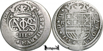 1708, 2 Reales - Carol al III-lea (Pretendentul) - Principatul Cataloniei foto