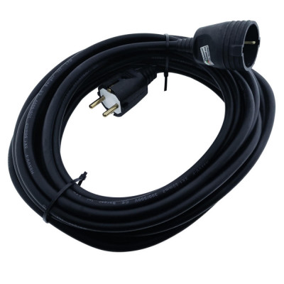 Cablu prelungitor, lungime 20m, pentru alimentare electrica, cu stecher si cupla cauciucate, material bachelita, negru foto