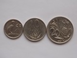 LOT 3 MONEDE 5,10,20 CENTS 1988 AFRICA DE SUD