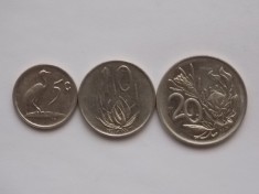 LOT 3 MONEDE 5,10,20 CENTS 1988 AFRICA DE SUD