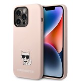 Husa Karl Lagerfeld iPhone 14 Pro Max Silicone, Choupette, roz, KLHCP14XSLCTPI