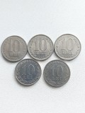 Moneda Romania 10 lei anul 1990,1991,1992,1994,1995