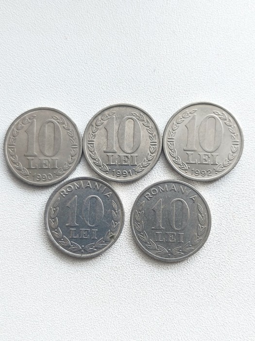 Moneda Romania 10 lei anul 1990,1991,1992,1994,1995