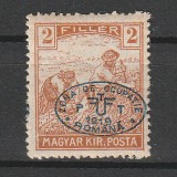 2 Filler Arato Magyar Kir. Posta - zona Debretin 1919, Ungaria, Nestampilat