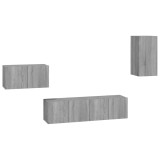 Cumpara ieftin Set dulapuri TV, 4 piese, gri sonoma, lemn prelucrat