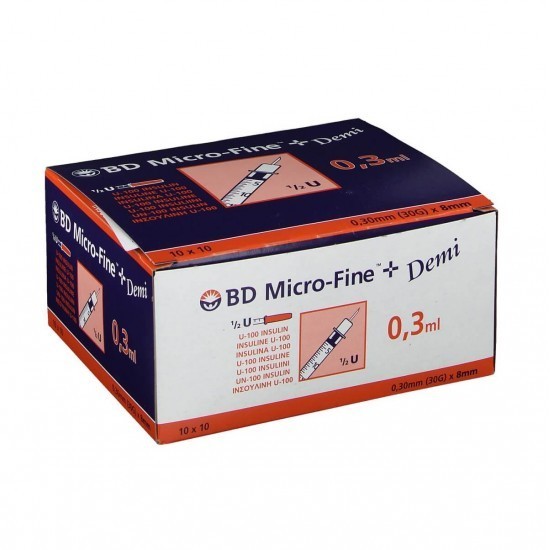 Seringă și ac de insulină BD Micro-Fine 0.3ml 30G 0,30x8mm 100 buc