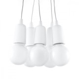 Lustră Suspendată Diego Alb Pvc 5 Becuri Neregulabile Modernă De Interior