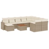 Cumpara ieftin Set canapele de gradina cu perne, 11 piese, bej, poliratan