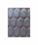 Material imitatie piele tapiterie hexagon negru /cusatura rosie Cod:Y06NR