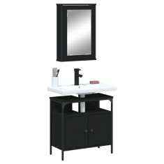 vidaXL Set mobilier de baie, 2 piese, negru, lemn compozit 3214775