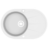 vidaXL Chiuvetă de bucătărie din granit, alb, un bazin, oval