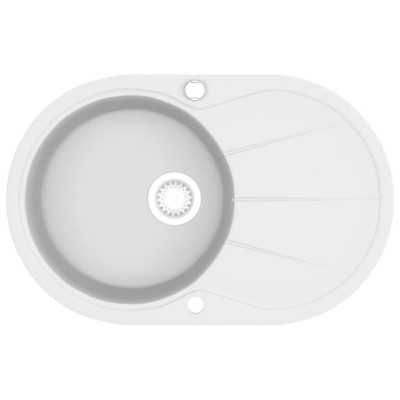 vidaXL Chiuvetă de bucătărie din granit, alb, un bazin, oval foto