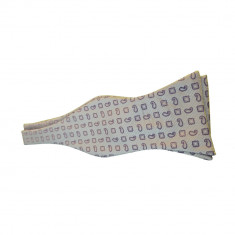 Papion self tie paisley, Onore, lila, microfibra, 12 x 6.5 cm, model simplu si flori foto