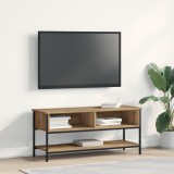 vidaXL Dulap TV, stejar artizanal, 100x35x45 cm, lemn prelucrat &amp; oțel