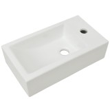 Cumpara ieftin Chiuveta ceramica dreptunghiulara cu preaplin 46x25,5x12 cm alb