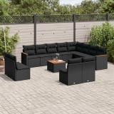 Gossi set mobilier de gradina cu perne, 13 piese, negru, poliratan