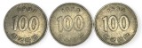 Coreea de Sud , lot 7 - 3 buc x 100 Won 1991 , 1992 , 1993, Asia, Cupru-Nichel
