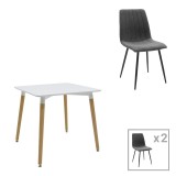 Cumpara ieftin Set masa si scaune 3 piese Natali-Noor Gri 80x80x76 cm