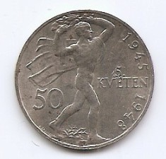 Cehoslovacia 50 Koruny 1948 - (comemorativa: Revolta de la Praga) Argint, KM-25 (2)