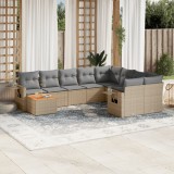 Gossi set canapele de gradina, 10 piese, cu perne, bej, poliratan