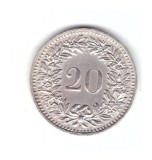 Moneda Elvetia 20 rappen 1939, stare buna, curata, Europa, Nichel