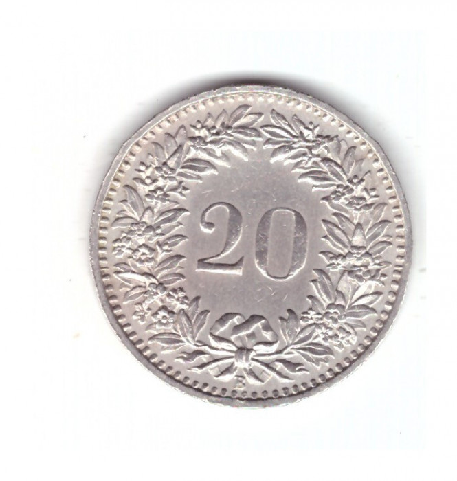 Moneda Elvetia 20 rappen 1939, stare buna, curata